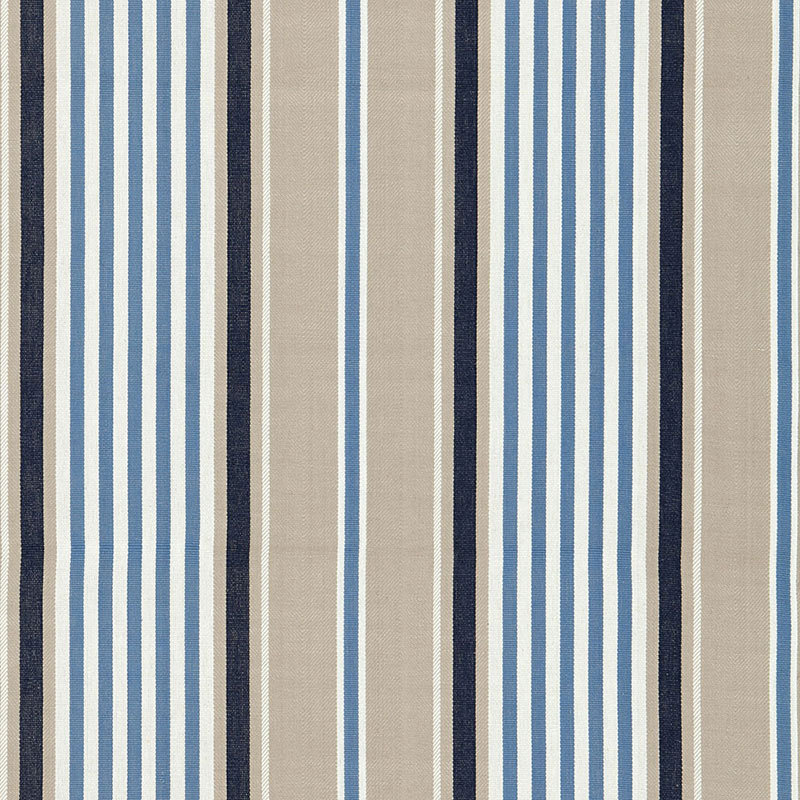 Minzer Cotton Stripe Fabric, Indigo