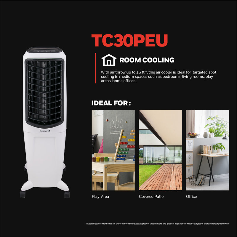 White 43.5" Indoor Portable Evaporative Air Cooler with Remote
