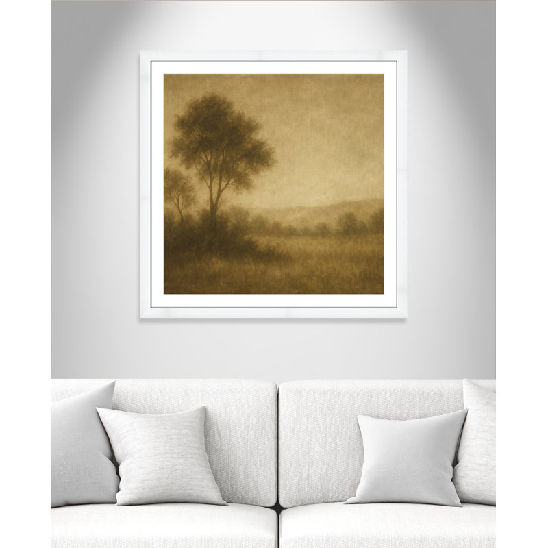 «Quiet Meadow II» par Fredrick Ashcroft, L 37,5 po x H 37,5 po, Matted Print, Blanc satiné