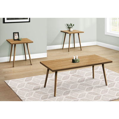 3, table contemporaine, stratifié noyer, tables basses, fin de vie moderne, base en bois massif moderne, panneaux de qualité