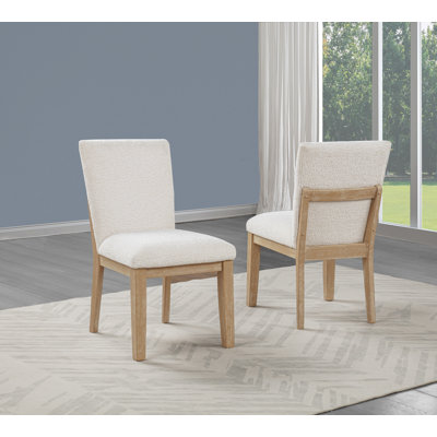 Chaises de salle à manger en chêne naturel clair Kaija avec revêtement en lin crème