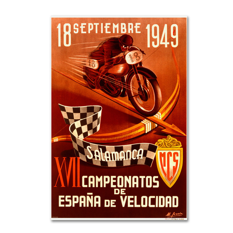 «Racing 1» par Lantern Press - Publicité vintage sur toile tendue, H 19 po x l 12 po x P 2 po