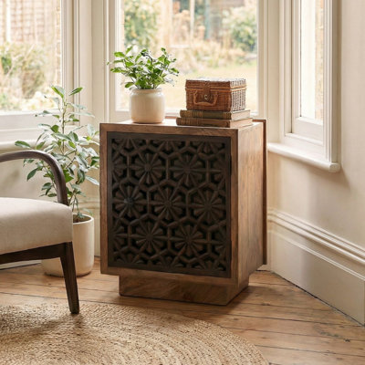 Solid Wood Block End Table