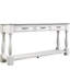 Longue console en bois 63 pouces, 3 tiroirs et 1 tablette, bois de pin massif, blanc antique, blanc de style Mid-Century avec tablette inférieure pour la maison