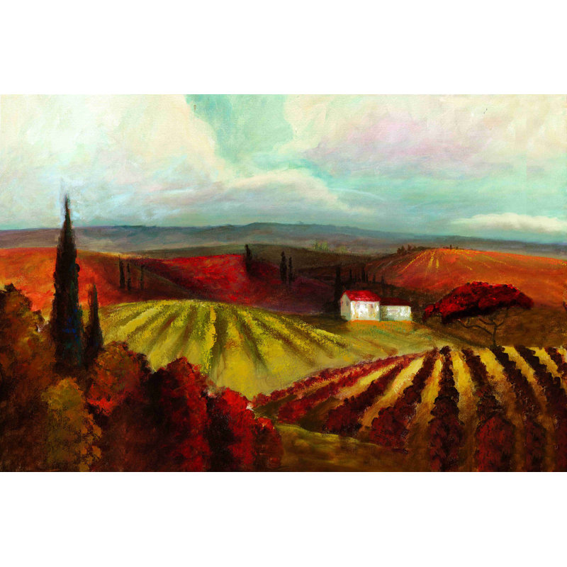 Campagne toscane - peinture sur toile tendue, H 24 po x l 36 po