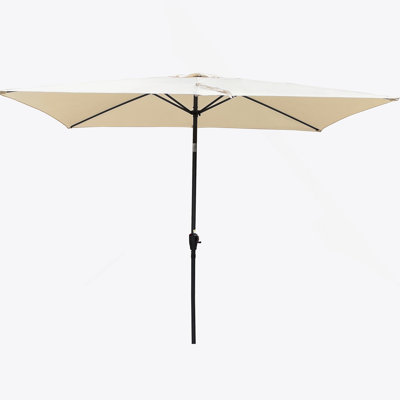 Parasol extérieur imperméable 6 x 9 pi avec manivelle et bouton poussoir inclinable sans rabat pour jardin