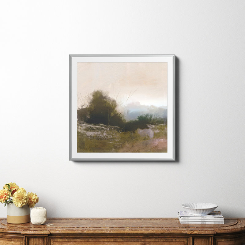 «Spring Farm» par Dan Hobday Art, Oui, Papier avec cadre argenté, H 30 po x l 30 po x P 0,75 po