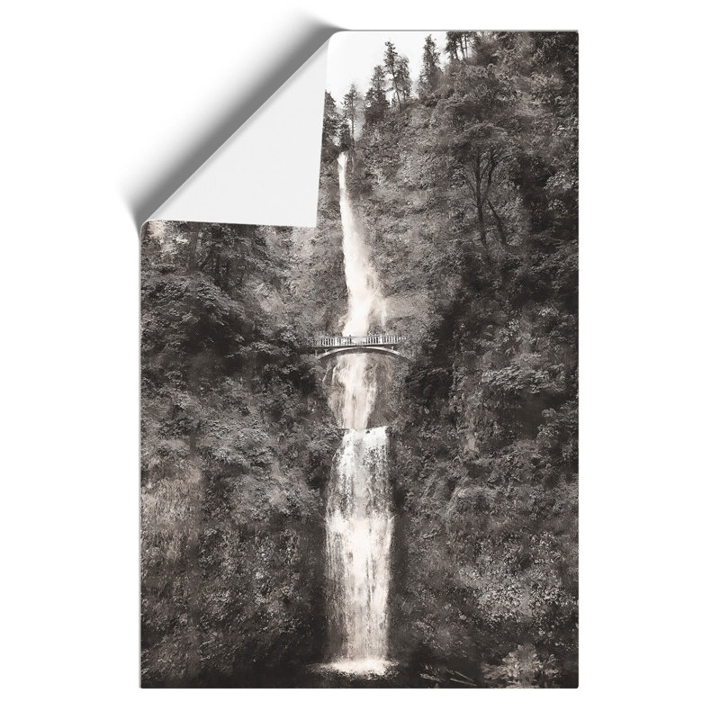 Multnomah Falls Waterfall Painting - Frameless Print, 59cm H x 42cm W x 0.1cm D