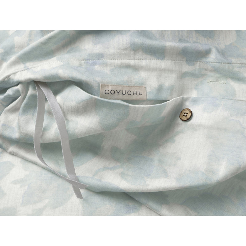 Camellia Organic Print Duvet Cover, Celadon, King Duvet Cover