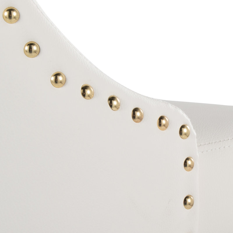 Tabouret de bar contemporain ajustable, White Seat/Gold Frame
