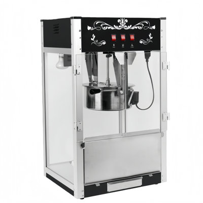 16 Oz Kettle Countertop Commercial Popcorn Machine For 80 Cups Per Batch , With 3-Switch Control Steel Frame Tempered Glass Doors 1 Scoop 2 Spoons
