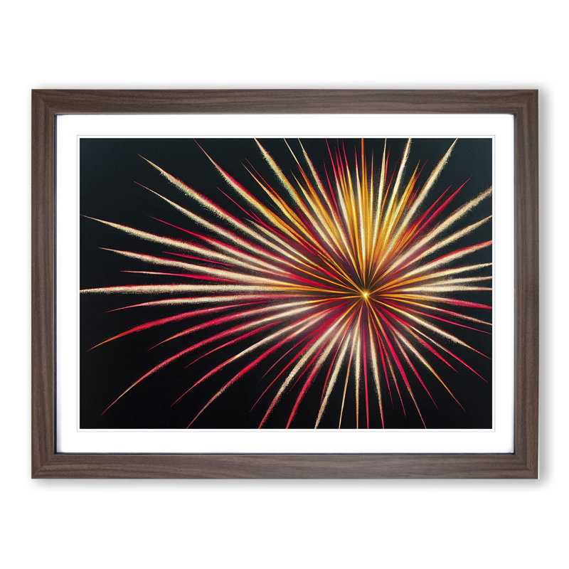 XH1022-7099X Powerful Fireworks 1 Piece Single Picture Frame Wall Art, 34cm H x 46cm W x 2cm D, Walnut Framed