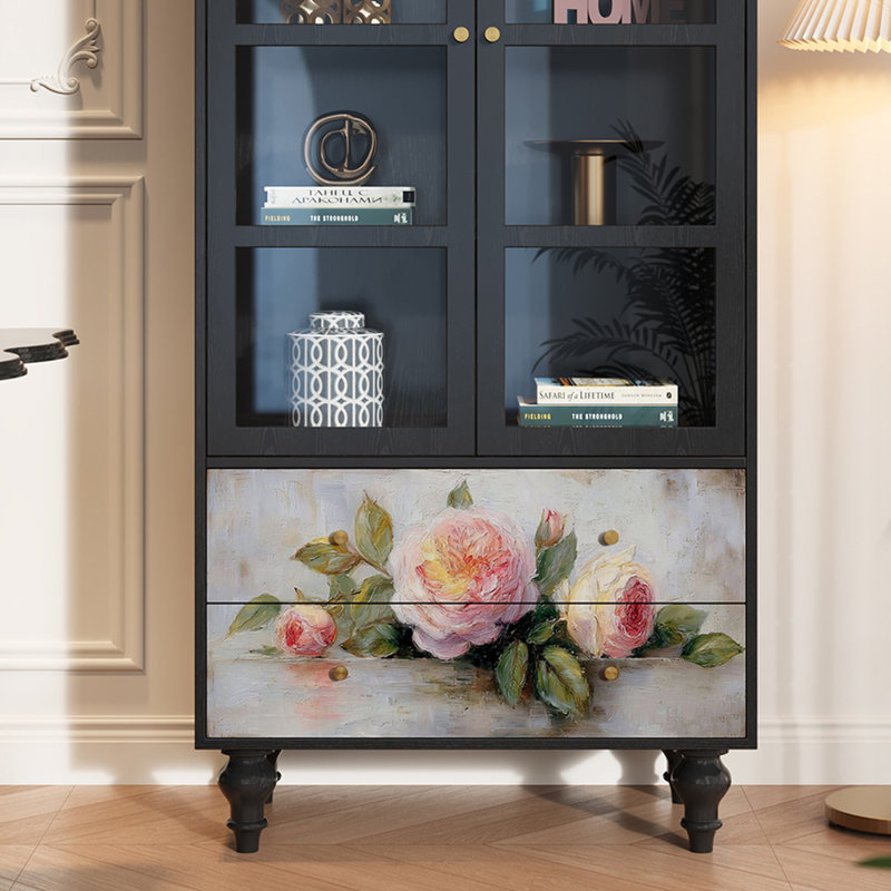 Vitrine en bois massif Floral