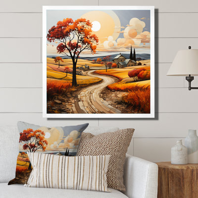 Orange Farm Autumn Landscape IV - Farmhouse Wall Art Prints