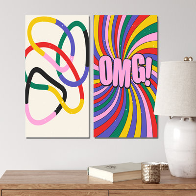 «Retro Abstract Minimal Colorful Geometrics II», ensemble de 2 reproductions