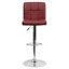 Tabouret de bar contemporain réglable en ajustable en vinyle matelassé avec base en chrome Ahlijah-29471283