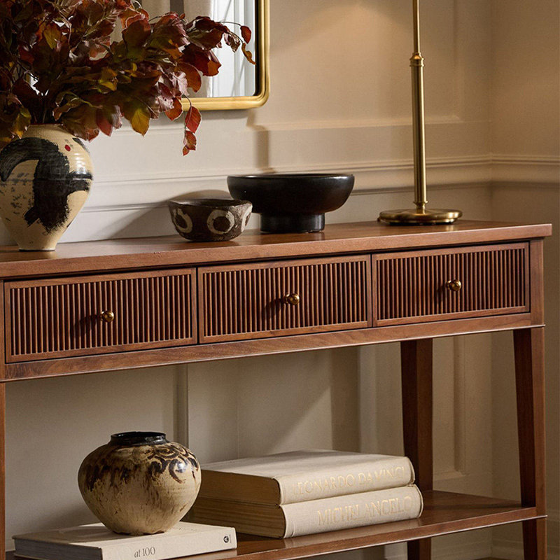 Console de style américain en bois rétro, Marron foncé