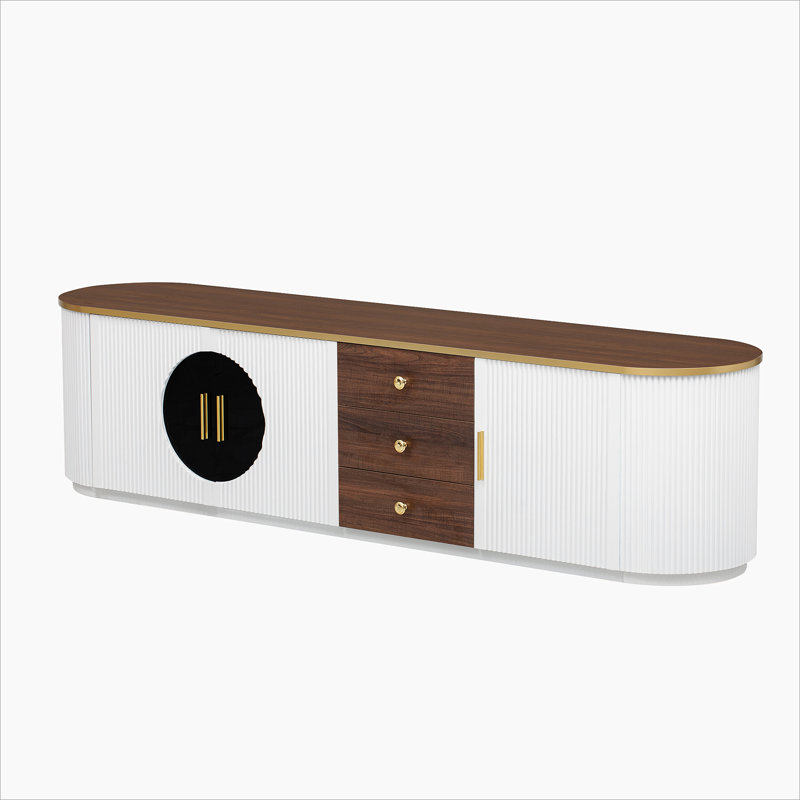 Meuble télé avec 3 tiroirs et 1 tablette, Blanc