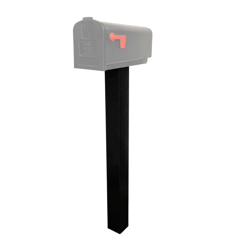 Mailbox Post and Mount | Galvanized Powder-Coated Steel Post and Universal Mounting Plate For Mailbox | Black (Mailbox not included)