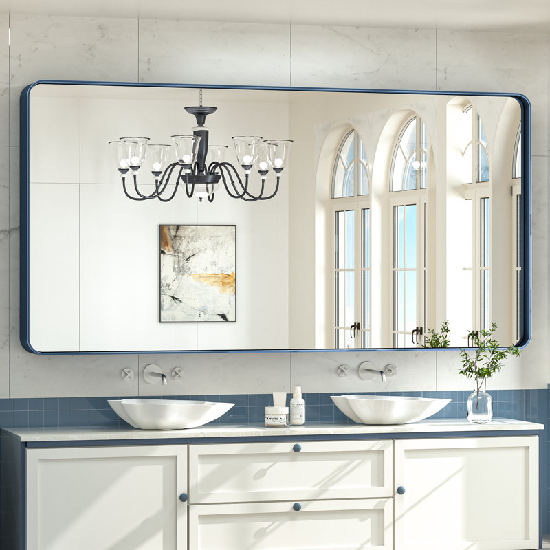 Miroir d'appoint Tyro, 72 po x 36 po, Bleu, Rectangulaire