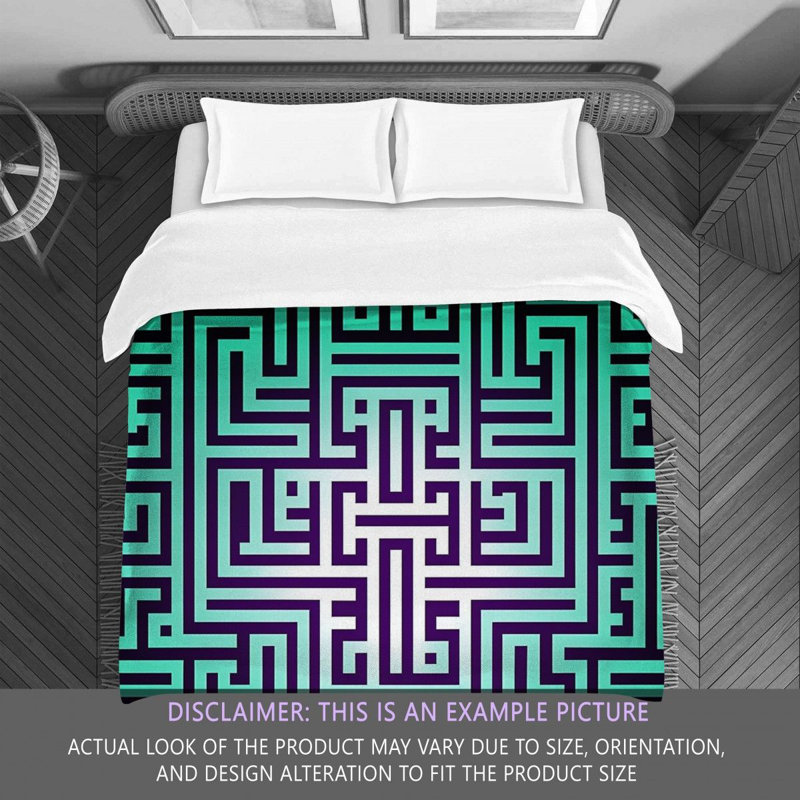 Polyester Comforter, King Comforter, Green/Purple Geometric