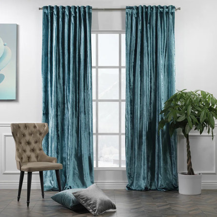 Extra Long and Extra Wide Solid Luxury Shiny Velvet Single Curtain Panel