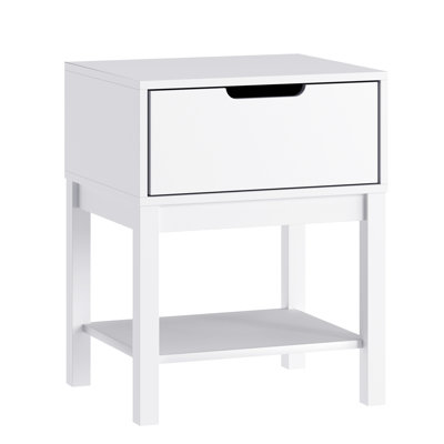 Wooden Night Stand For Kids Bedroom With Storage Drawer And Shelf by Harriet Bee