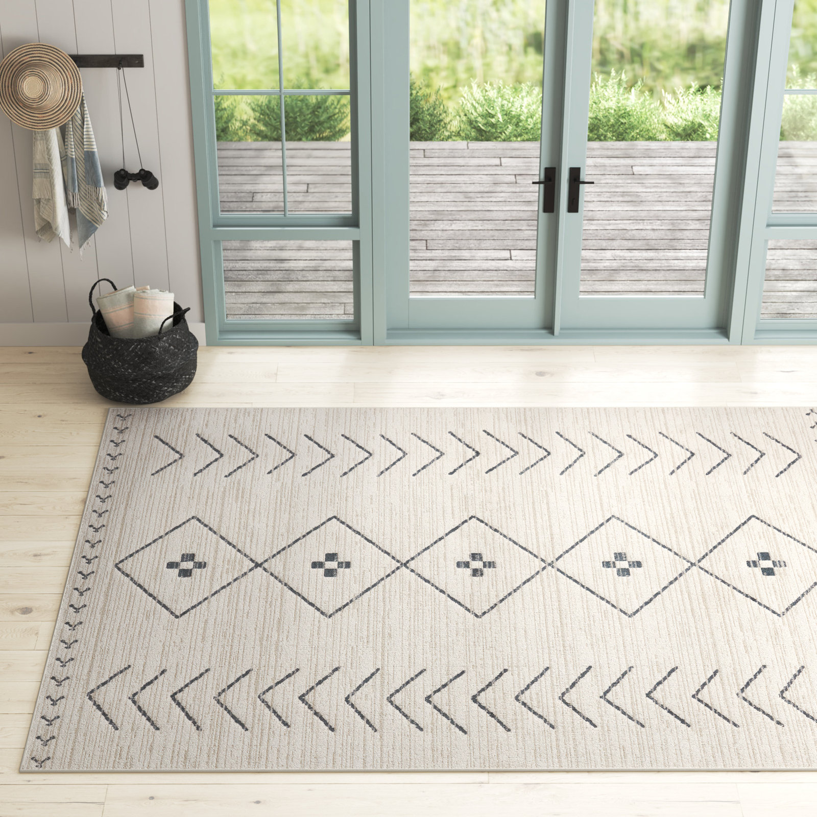 Phoebe Cream/Dark Slate Rug, Rectangle 6'7" x 9'6"