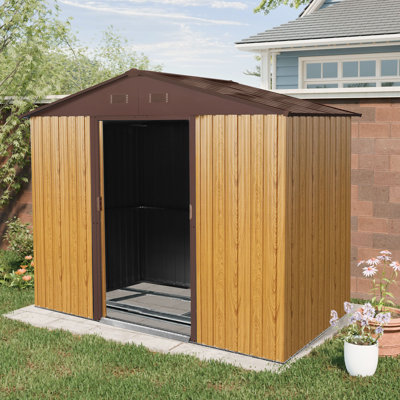 8x4 Metal Outdoor Storage Shed Coffee