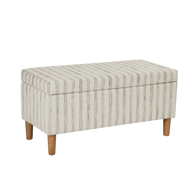Besart Upholstered Storage Bench, Beige Stripe