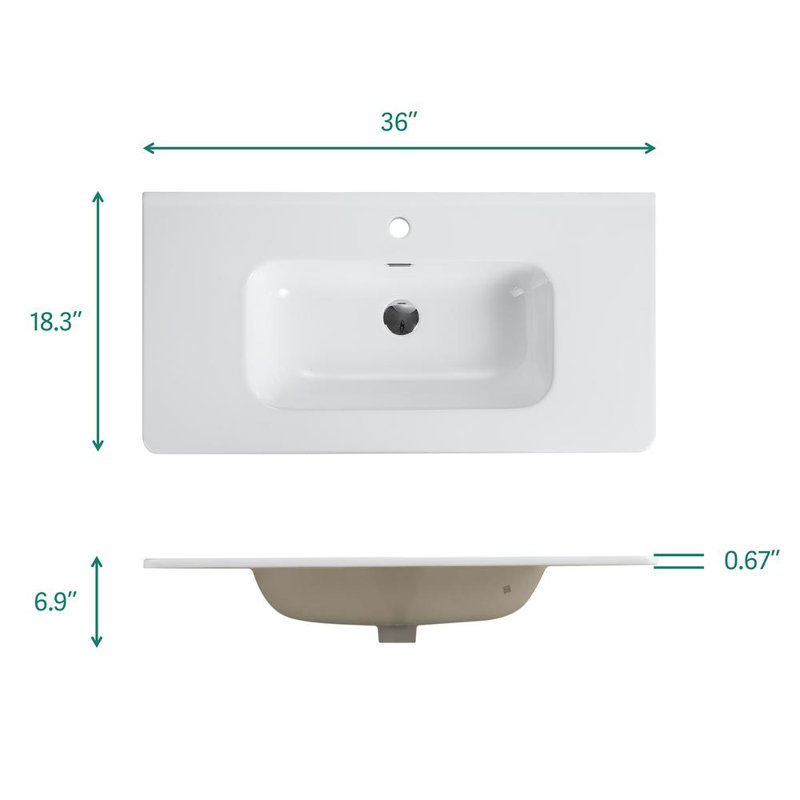 Ceramic Rectangular Bathroom Sink