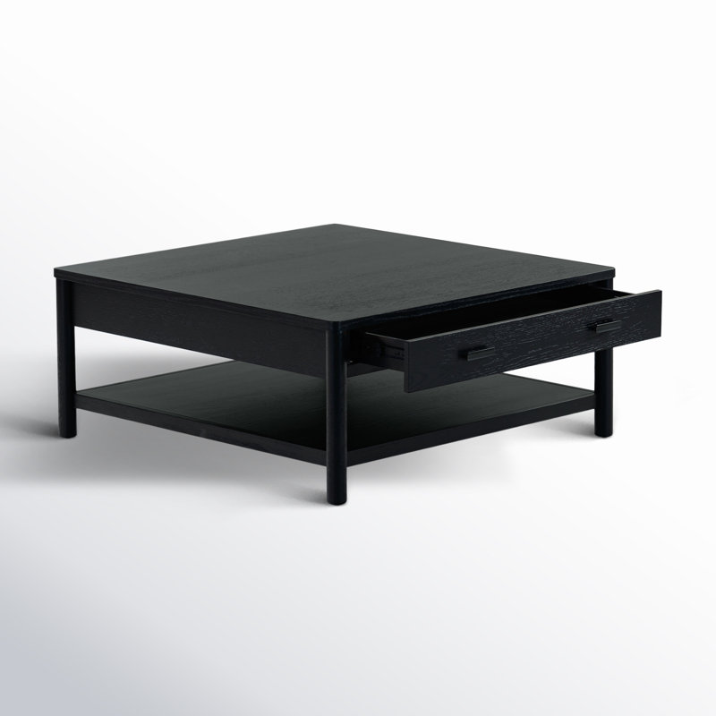 Jaylessa Wood 1 Drawer Coffee Table, Black