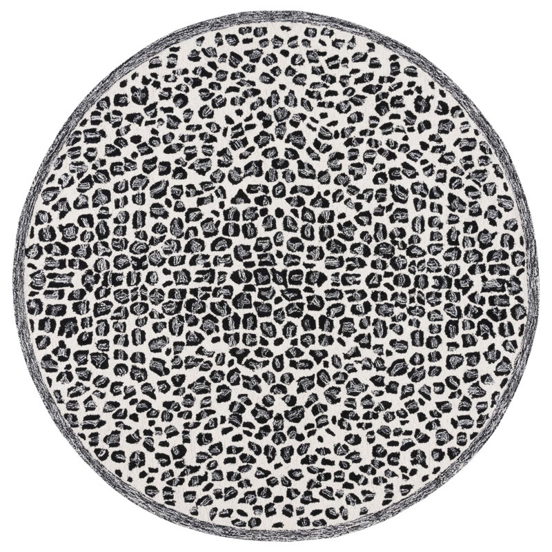 Metro Hand Tufted Indian Wool And Cotton With Latex Animal Print Rug, Round 6'