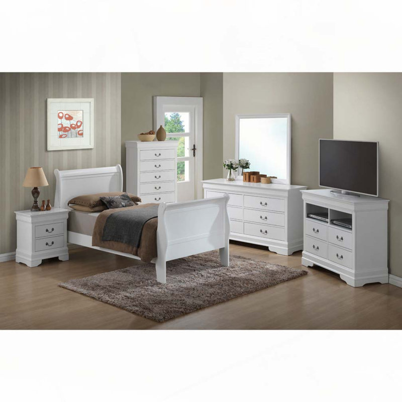 Lit en bois, Lit simple, Blanc