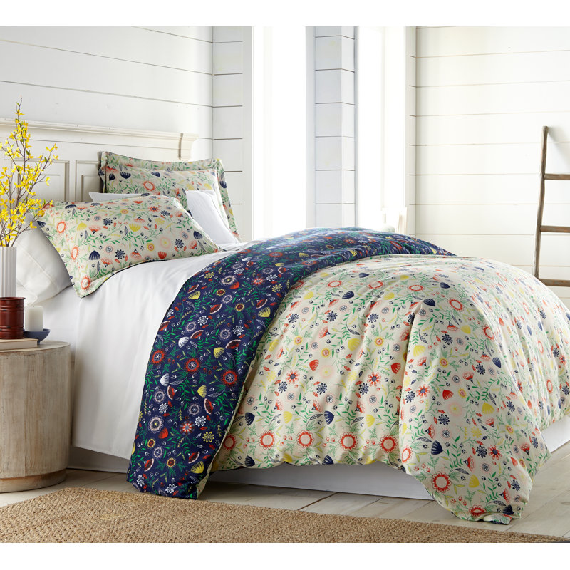 Ensemble de housse de couette réversible en microfibre bleue 3 pièces, Housse de couette très grand + 2 taies décoratives
