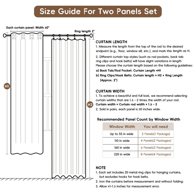 Birglinde Faux Linen Textured Thermal 100% Blackout Curtains for Bedroom Living Room Rod Pocket/Ring Clips, 50" W x 84" L
