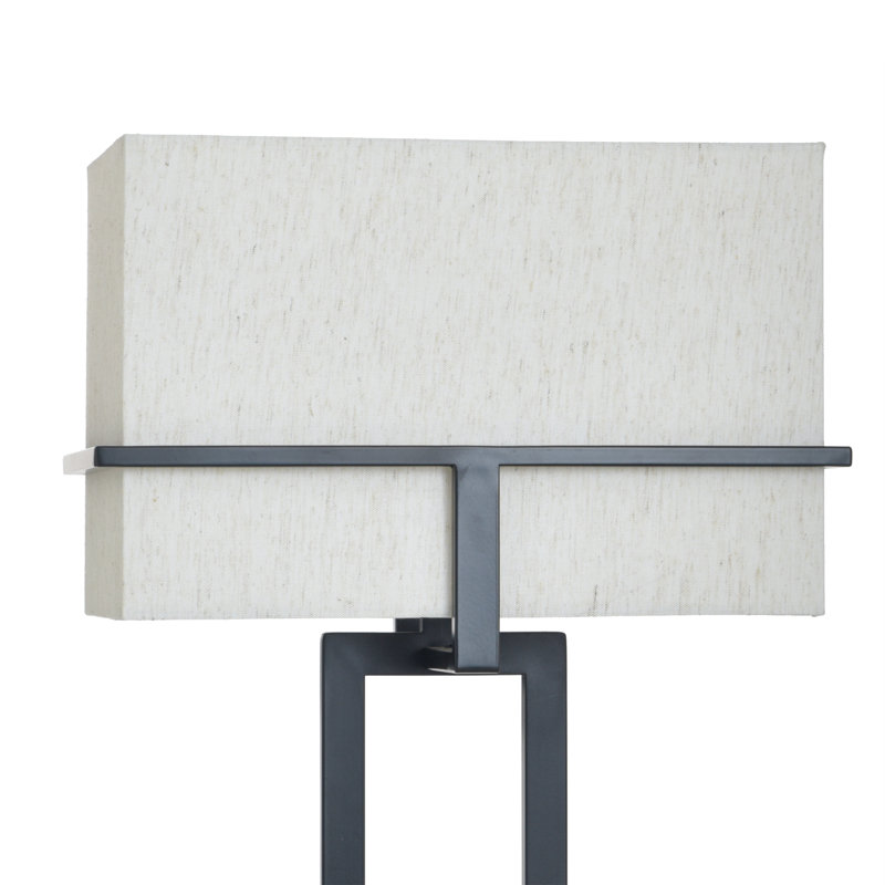 Lampe de table contemporaine en acier - noir Tabby - abat-jour beige