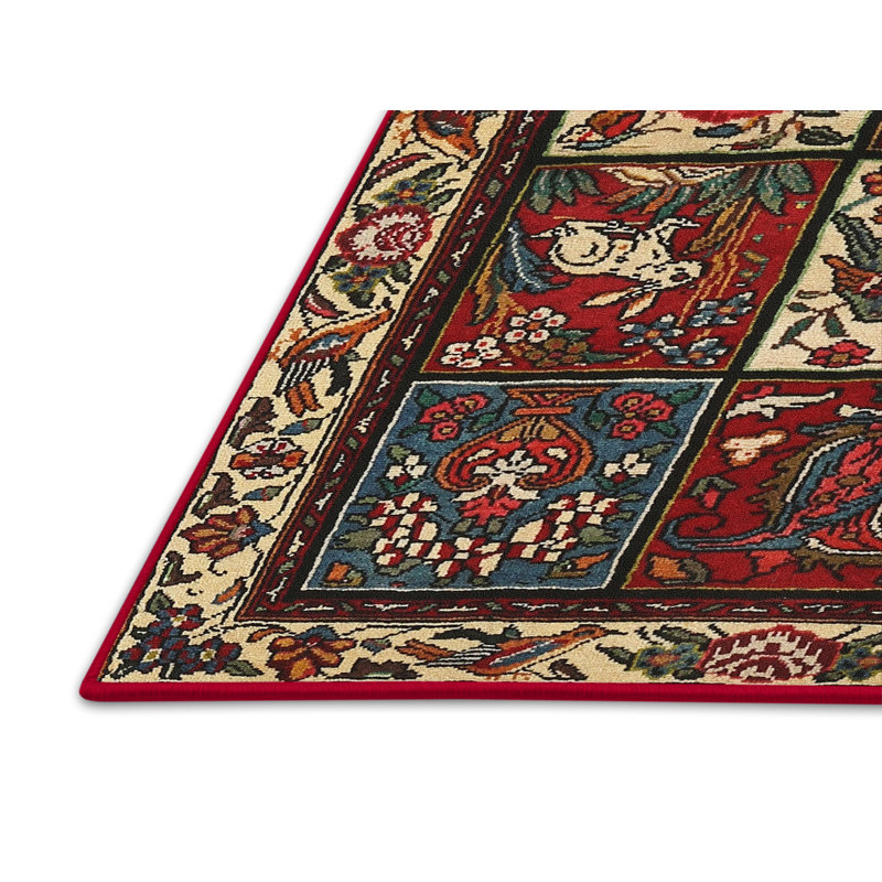 Tapis traditionnel Haze Mehroon / noir / crème, Rectangle 5 pi x 7 pi