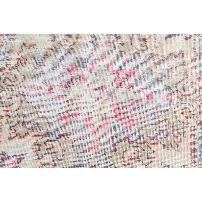 Tapis rétro vintage en laine fait à la main avec des motifs géométriques complexes pour la décoration intérieure