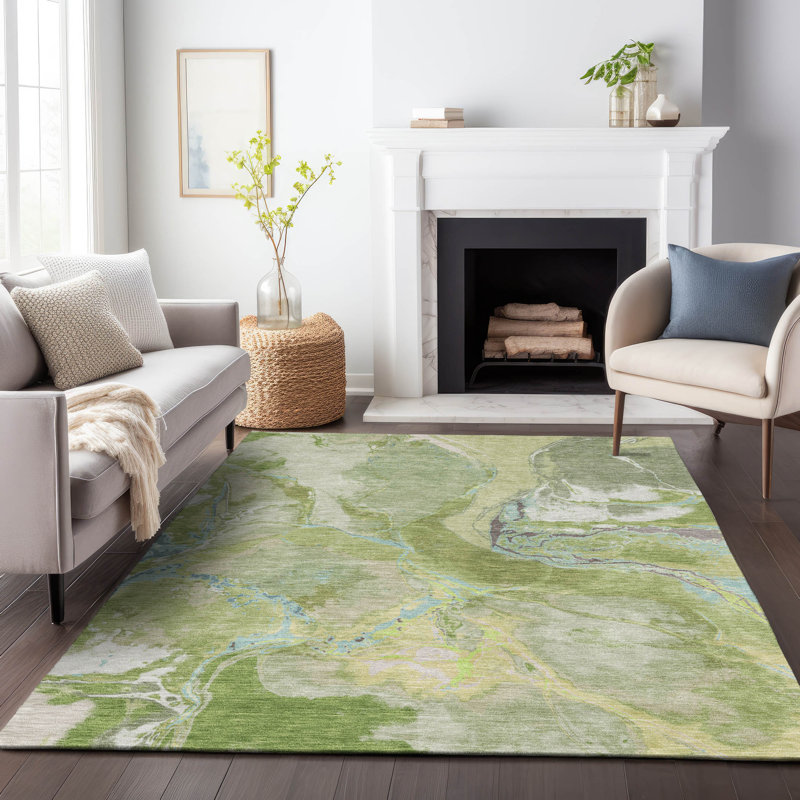 Tapis intérieur / extérieur vert Selene , 8' x 10'
