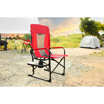 Chaise de réalisateur de camping robuste - surdimensionnée et pliante avec table d'appoint pour la pêche