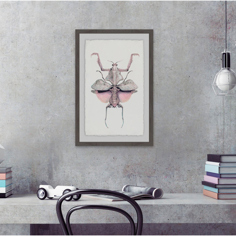 Prehistoric Pink Bug - Single Picture Frame Painting, 91cm H x 61cm W 