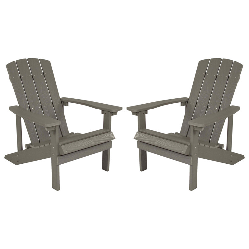 Balasi Outdoor All-Weather Poly Resin Wood Adirondack Chairs, Gray