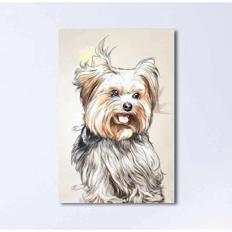 «Yorkie», reproduction d'aquarelle sur toile, H 15 po x l 10 po
