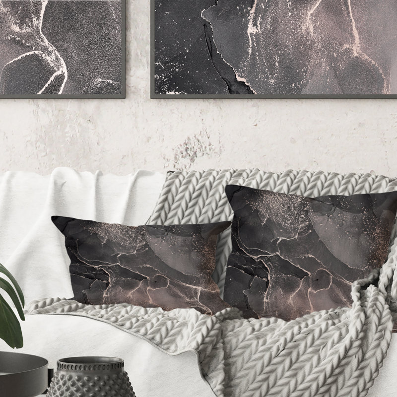 Coussin décoratif abstrait à imprimé abstrait gris et nuages transparents, 16 po x 16 po