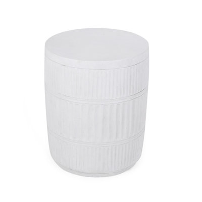 Chic Lightweight Concrete End Table With Fluted Design For Modern Outdoor And Indoor Spaces