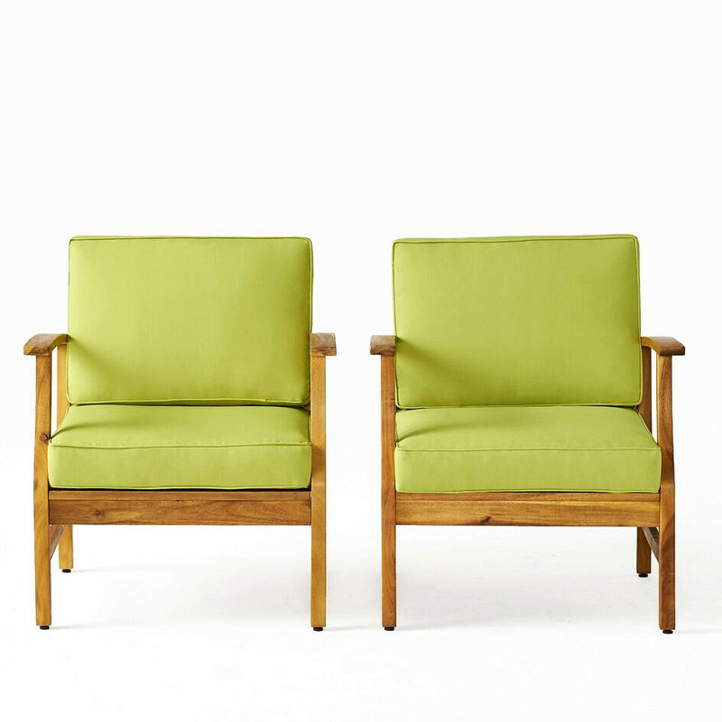 Ensemble de 2 fauteuils club, Vert, Naturel