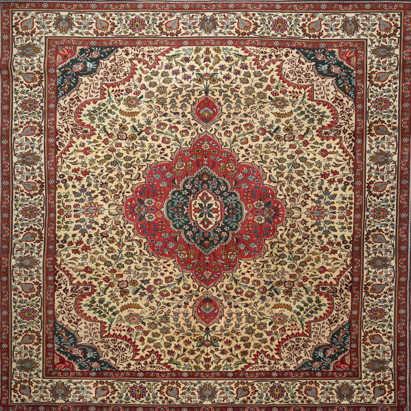 Tapis oriental rouge / beige, Rond 7 pi