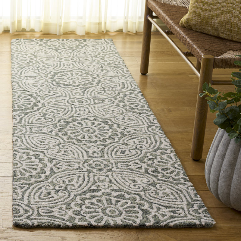 Blossom Hand Tufted Wool;Cotton Damask Indoor Rug, 2'-3" X 8'-0" Runner