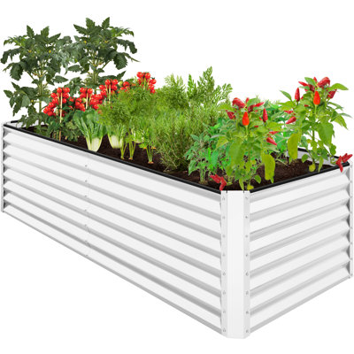 2ft Outdoor Metal Raised Garden Bed, Planter Box For Vegetables, Flowers Herbs